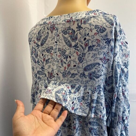 Lauren Conrad Womens Floral Button Up Ruffle  Blouse Top Size XL Multicolor Used - Picture 8 of 15